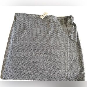NWT LOFT Blue Black & White Tweed Faux Wrap Knee Length Skirt Women’s Size XL